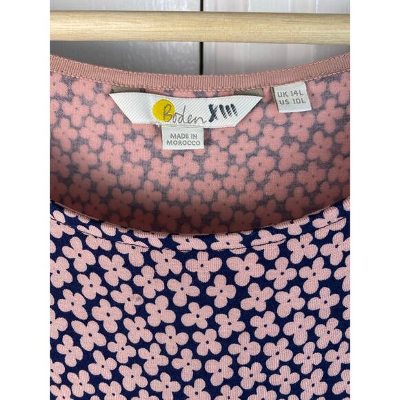 Boden Women's 10L Blue Pink Floral Cap Sleeve Stretch A-Line Dress - Picture 3 of 8